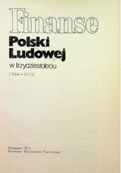 Finanse polski ludowej w trzydziestoleciu 1944 - 1973