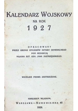 Kalendarz Wojskowy na rok 1927 1926 r.