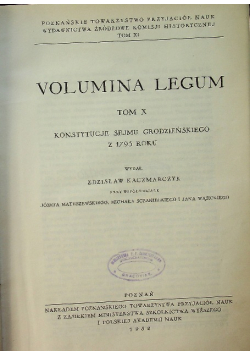 Volumina legum Tom X Konstytucje Sejmu Grodzieńskiego z 1793 roku