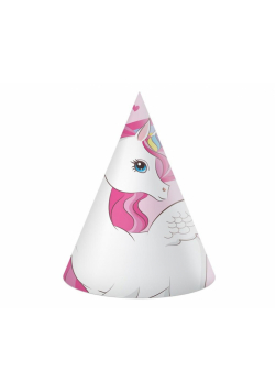 Czapeczki papierowe Unicorn Rainbow Colors 6szt