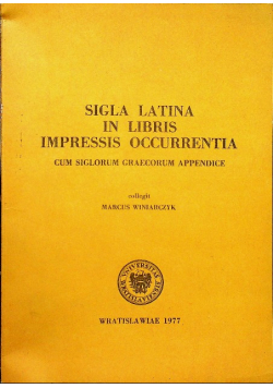 Sigla Latina in Libris Impressis Occurrentia