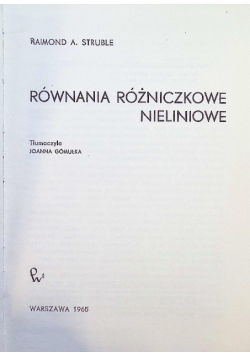 Równania różniczkowe nieliniowe