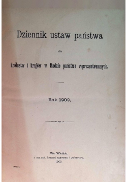 Dziennik ustaw państwa, 1909 r.