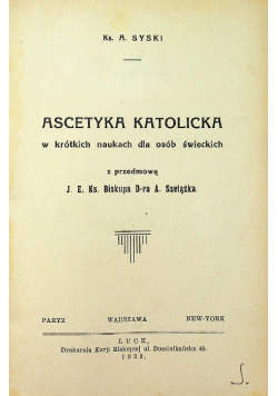 Ascetyka katolicka 1933 r.