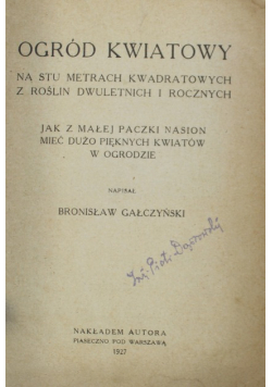 Ogród kwiatowy 1927 r.