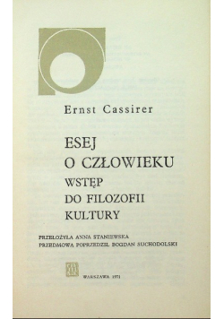 Esej o człowieku wstęp do filozofii kultury