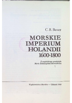 Morskie Imperium Holandii 1600 - 1800