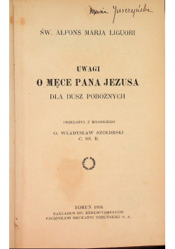 Uwagi o męce Pana Jezusa 1934 r.