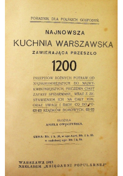Najnowsza kuchnia warszawska ok 1912 r.