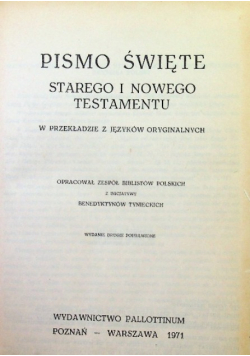 Pismo Święte starego i nowego Testamentu