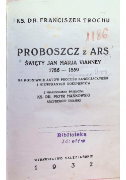 Proboszcz z Ars Święty Jan Maria Viann 1932 r.