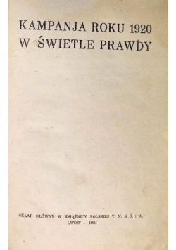 Kampanja roku 1920 w świetle prawdy 1924 r.