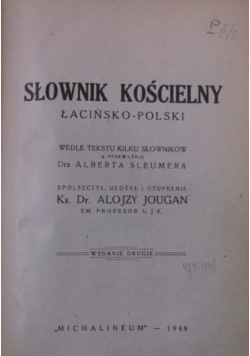Słownik kościelny łacińsko  polski 1948 r.
