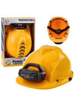 Kask budowlany z latarką czołową żółty