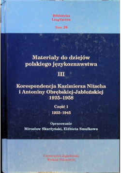 Materiały do dziejów polskiego językoznawstwa Tom III