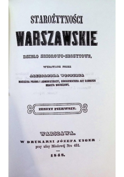 Starożytności Warszawskie Zeszyt 1