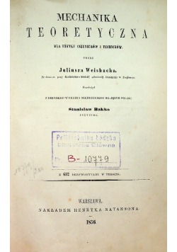 Mechanika Teoretyczna 1856 r.