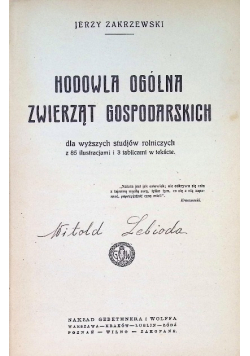 Hodowla ogólna zwierzat gospodarskich 1923 r.