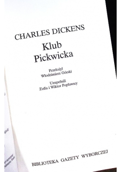 Biblioteka Gazety Wyborczej Tom 20 Klub Pickwicka