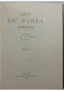 Listy Św. Pawła Apostoła, 1915r.