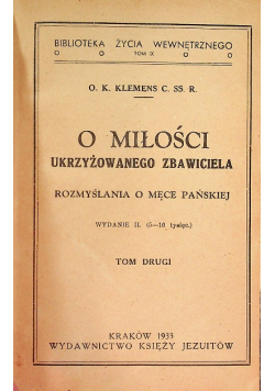O miłości ukrzyżowanego Zbawiciela 1933 r.