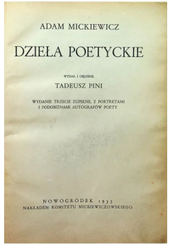 Dzieła Adama Mickiewicza Tom I 1933r.
