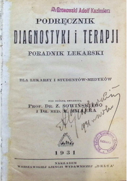 Podręcznik diagnostyki i terapji 1931 r.