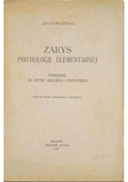 Zarys psychologji elementarnej 1925 r.