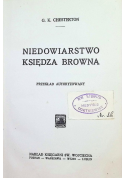 Niedowiarstwo Księdza Browna 1929 r.