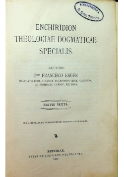 Enchiridion Theologiae Dogmaticae Specialis 1902r.