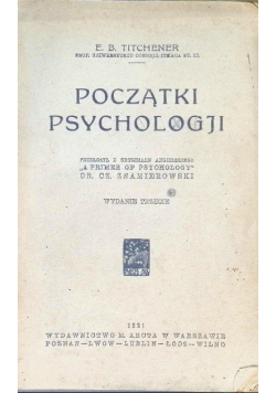 Początki psychologji 1921 r.