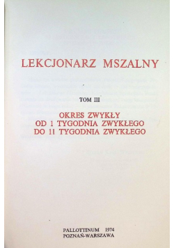 Lekcjonarz mszalny Tom 3