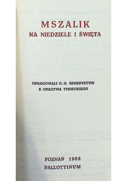 Mszalik na niedziele i święta