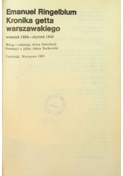 Kronika getta warszawskiego