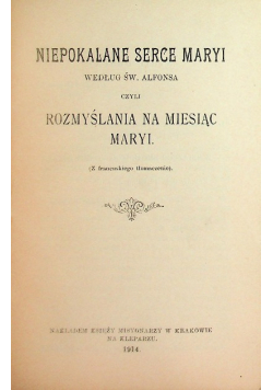 Niepokalane serce Maryi 1914 r.