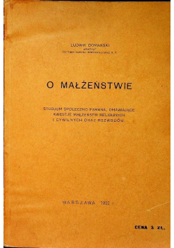 O małżeństwie ,1932r.