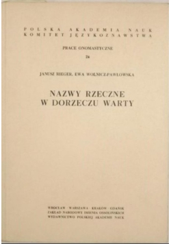 Nazwy rzeczne w Dorzeczu Warty
