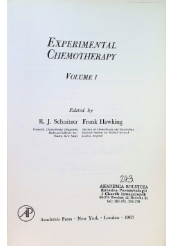Experimental Chemotherapy Volume I