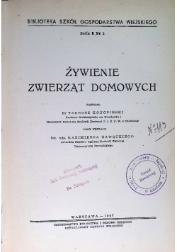 Żywienie zwierząt domowych 1947 r.
