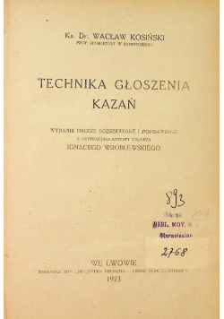 Technika głoszenia kazań 1923 r.