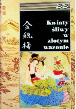 Kwiaty śliwy w złotym wazonie