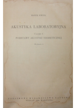 Akustyka laboratoryjna Część I