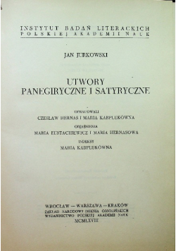 Utwory panegiryczne i satyryczne