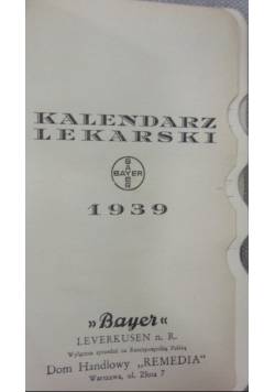 Kalendarz lekarski, 1939 r.