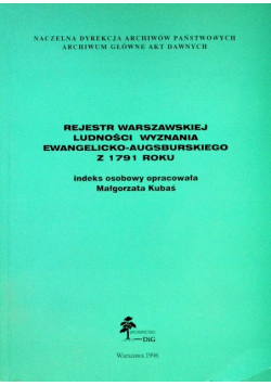 Rejestr warszawskiej ludności wyznania ewangelicko augsburskiego z 1791 roku