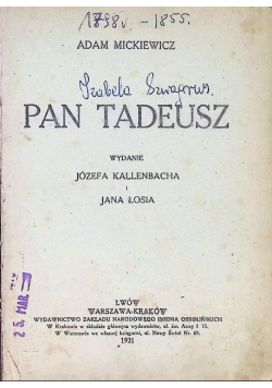 Pan Tadeusz, 1921 r.