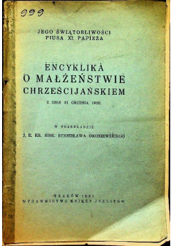 Encyklika o małżeństwie chrześcijańskiem, 1931 r.