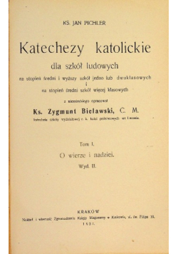 Katechezy katolickie dla szkół ludowych Tom I, 1931 r.