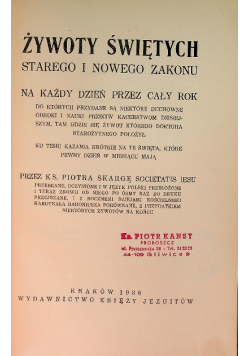 Żywoty Świętych Starego i Nowego Zakonu Tom IV 1936 r.