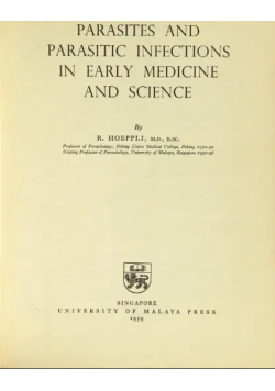 Parasites and parasitic infections in early medicine and science